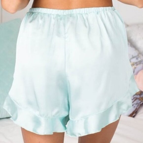 Green Ruffle Petal Drawstring Shorts Size Small b20 - Picture 7 of 10